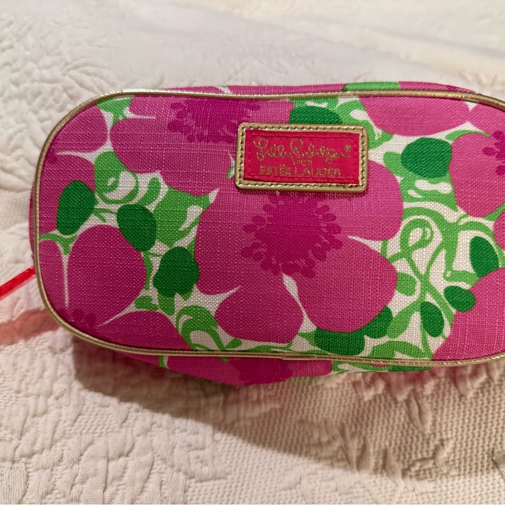 Lilly Pulitzer Pink and Green Floral Cosmetic Bag